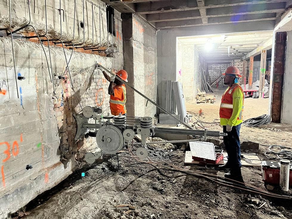 Wall sawing with diamond wire